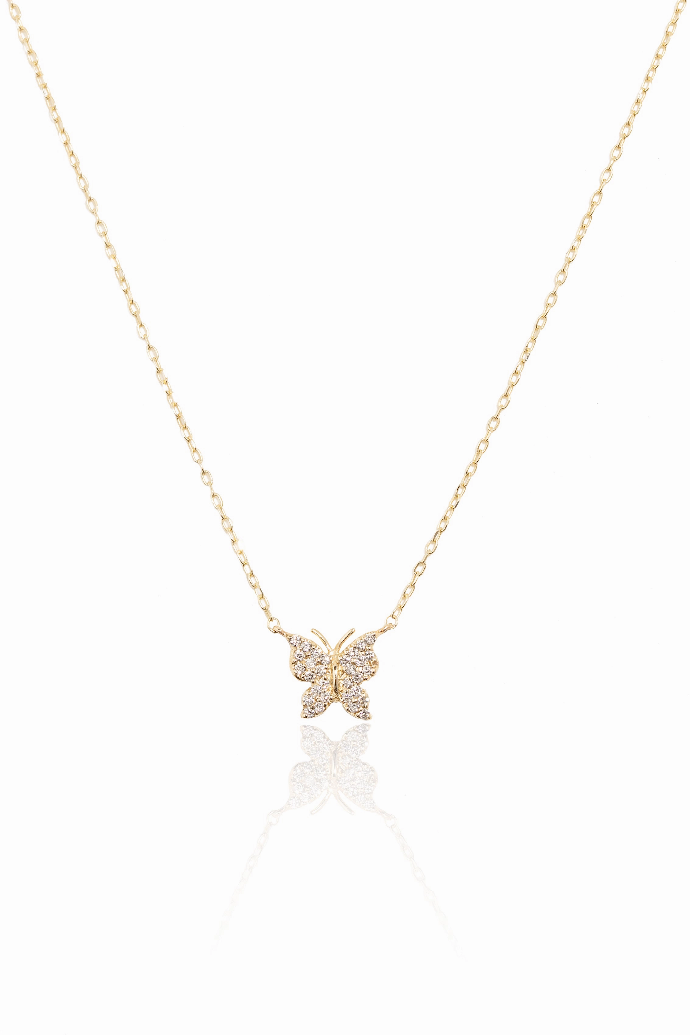 Diamond Pav Butterfly Necklace In 14K Yellow Gold Exclusive Deal Inside Hot Price Drop