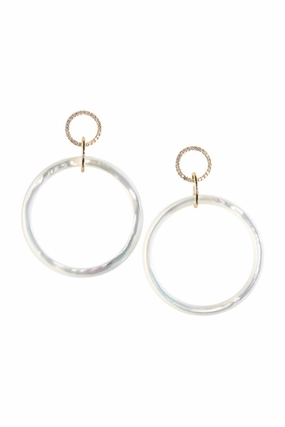 Hot Clearance Now Diamond Pav Double Mother Of Pearl Hoops