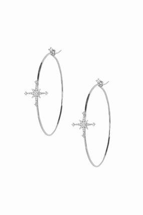 Diamond Stella Star Large Hoops White Gold Flash Discount Today