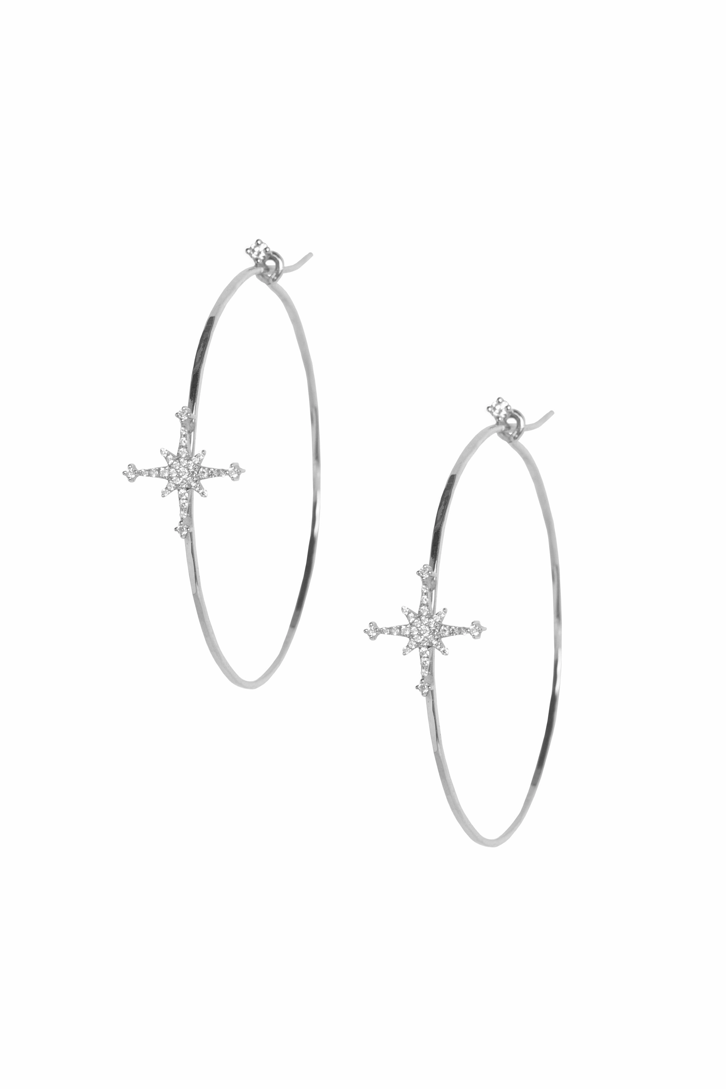 Diamond Stella Star Large Hoops White Gold Flash Discount Today