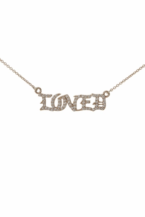 Diamond Studded Gothic Loved Necklace In Rose Gold Special Deals Online Todays Mega Savings
