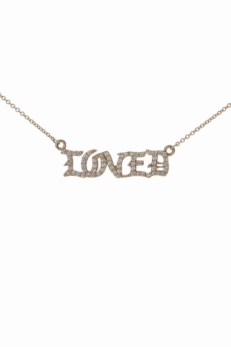 Diamond Studded Gothic Loved Necklace In Rose Gold Special Deals Online Todays Mega Savings