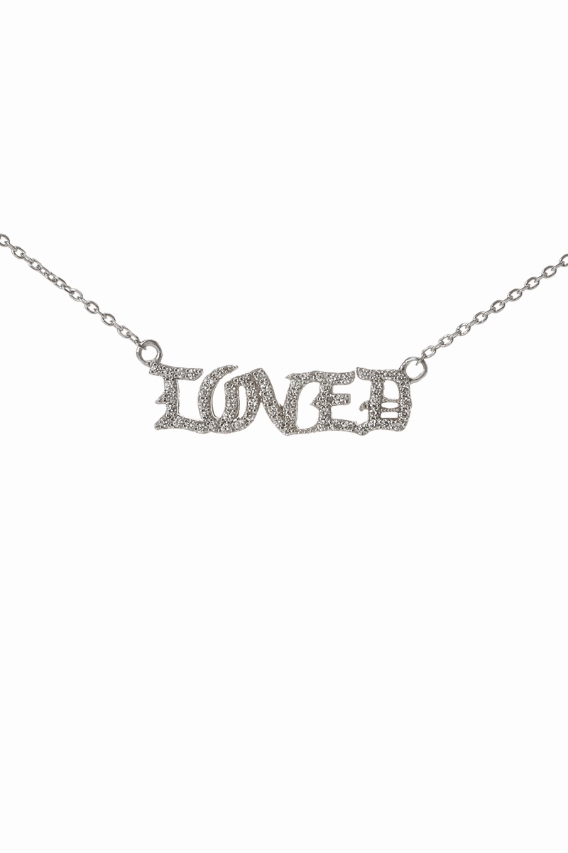 Diamond Studded Gothic Loved Necklace In White Gold Mega Savings Now