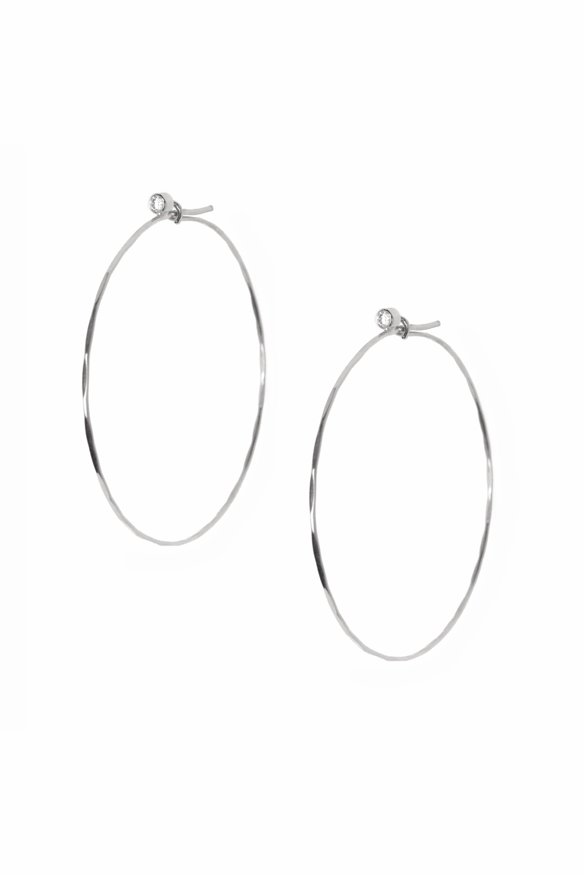 Diamond Studded Large Jessica Hoops In 18K White Gold Shop Today & Save