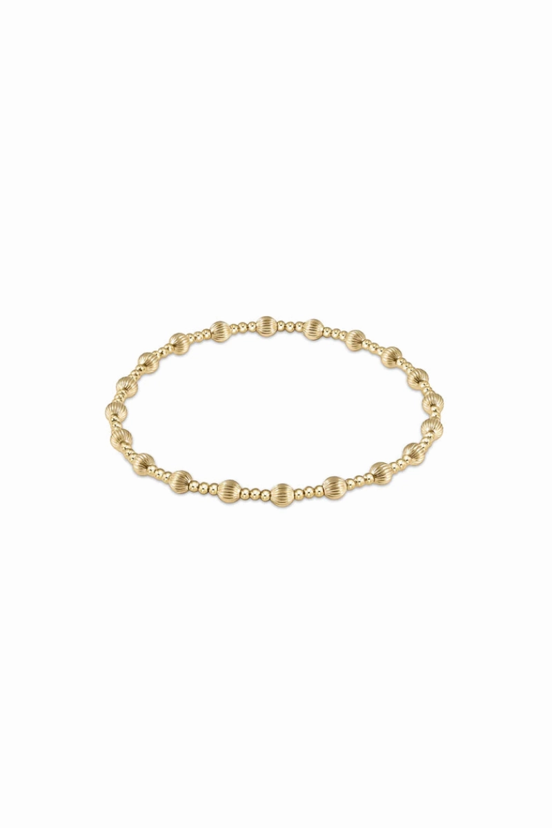 Dignity Sincerity Pattern 4Mm Bead Bracelet Gold Perfect Gift Sale