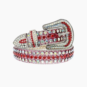 Today Only Discount Alert Dna Belt - Red Snake Leather With Red And Silver Stones