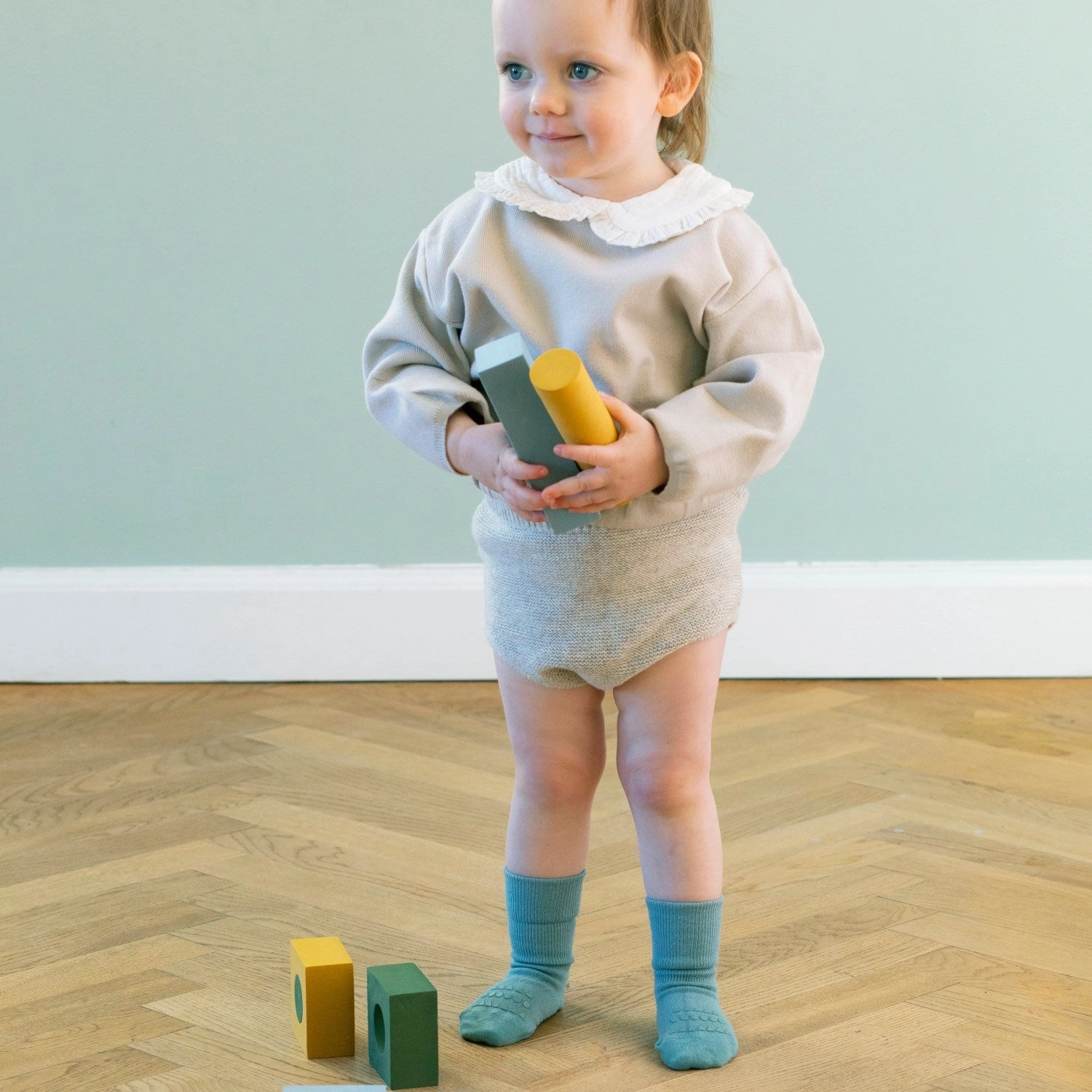 Gobabygo Dusty Blue Non-Slip Socks Bamboo Hot Discount Deal Hot Picks Today