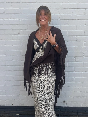 Mega Discount Today Weekend Max Mara Tornado Fringe Scarf In Chocolate
