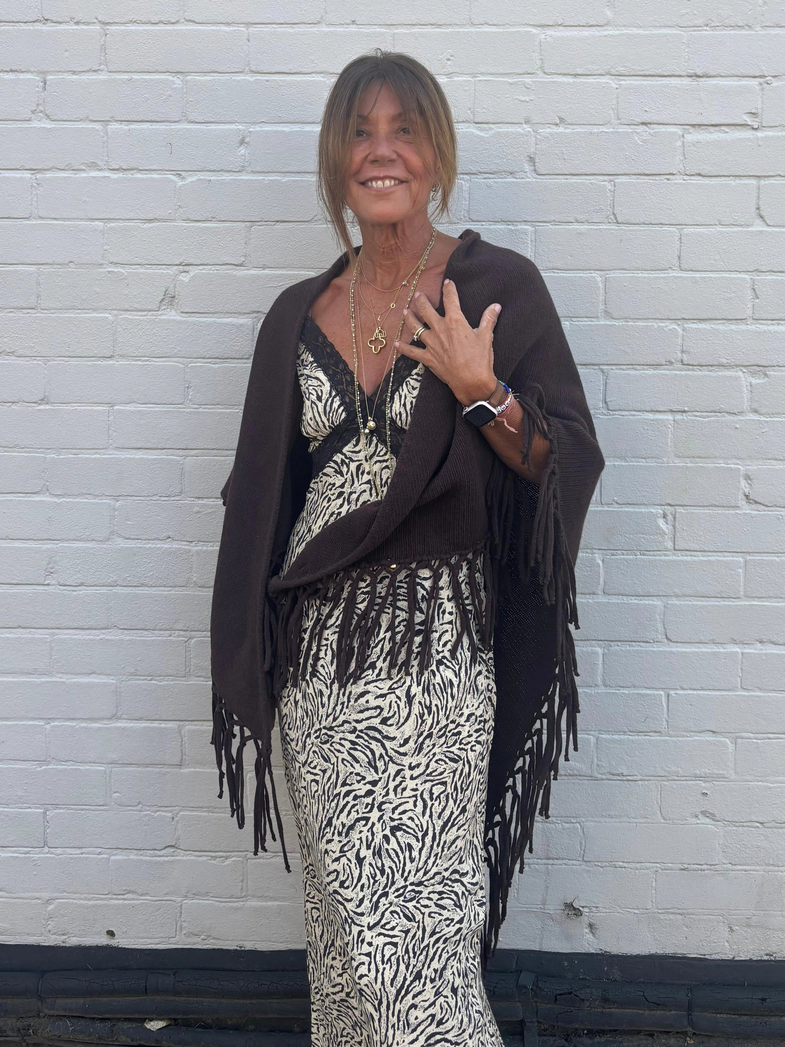 Mega Discount Today Weekend Max Mara Tornado Fringe Scarf In Chocolate