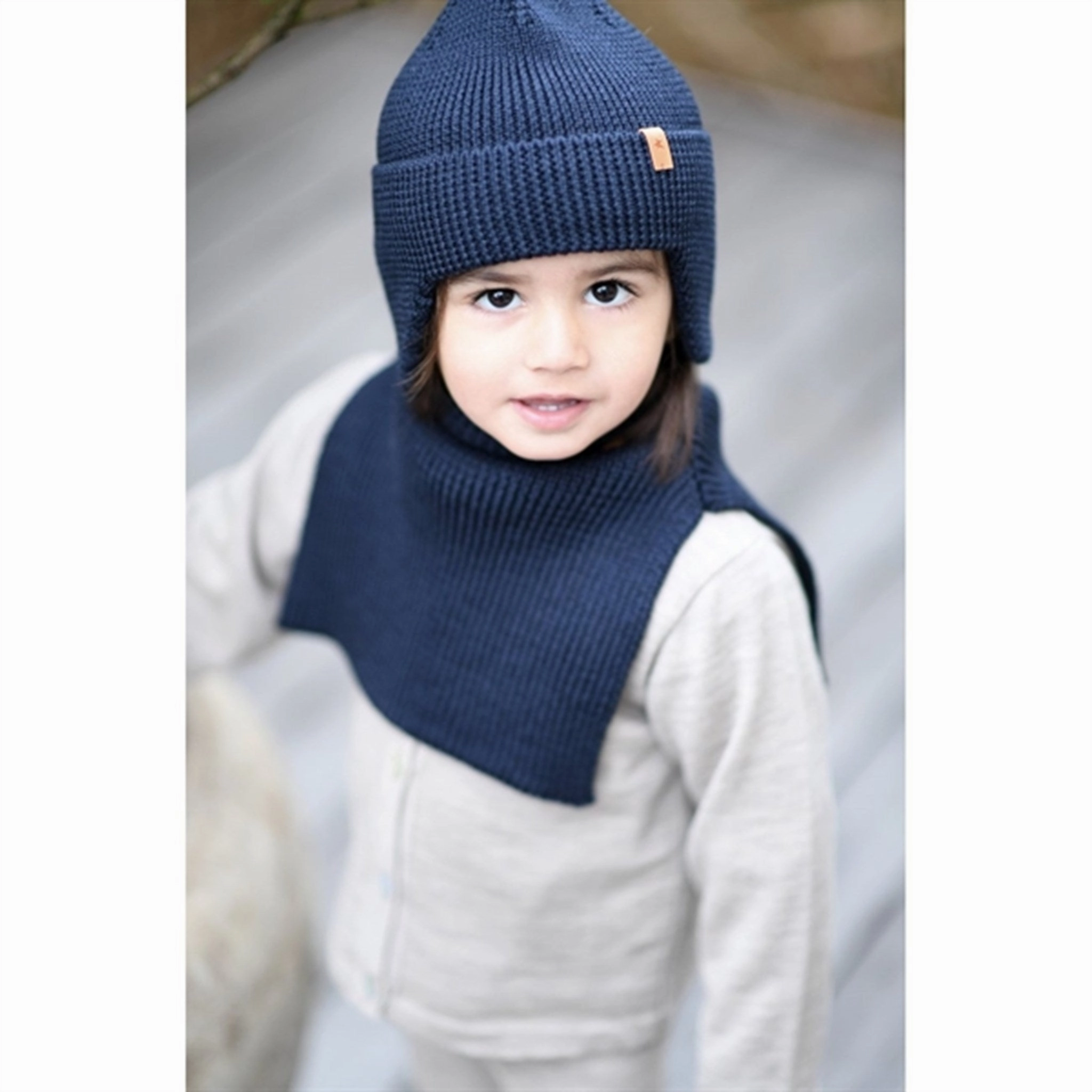 New Arrival Discount Huttelihut Neck Warmer Solid Wool Knit Ajas Navy