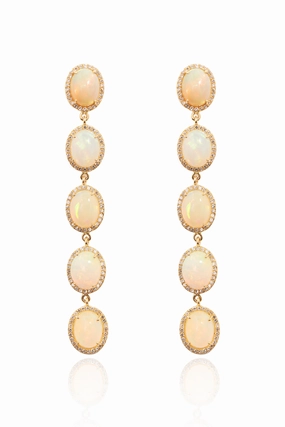 5 Diamond Opal Earrings In 14K Yellow Gold Flash Deal Today Save Big Online