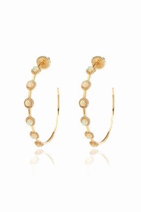 Diamond Opal Hoops In 18K Yellow Gold Clearance Steal Today