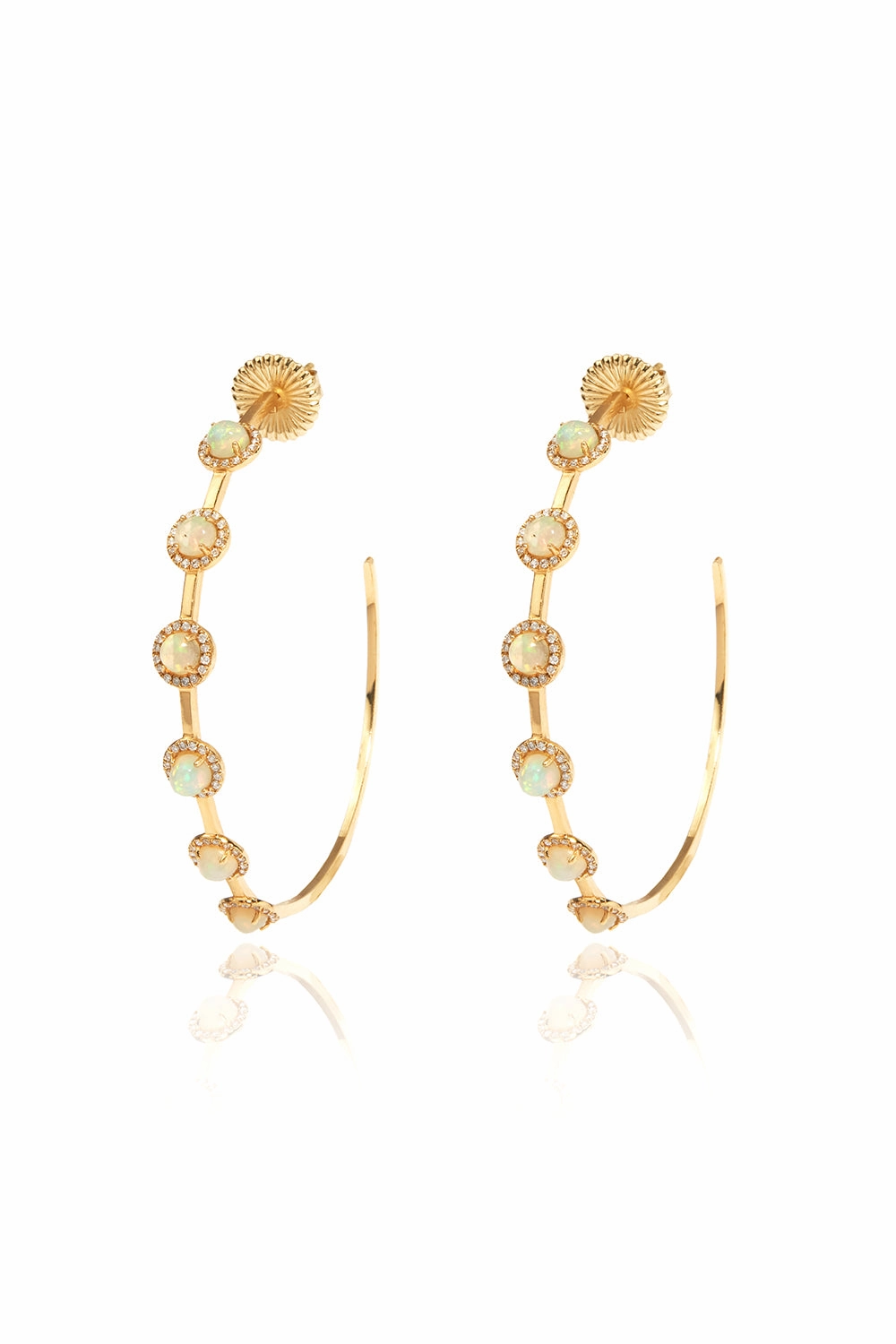 Diamond Opal Hoops In 18K Yellow Gold Clearance Steal Today