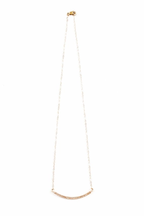 Hot Sale Alert Perfect Gift Sale Pav Diamond Bar Rose Gold Filled Necklace