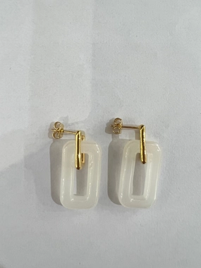 Last Chance Offer Double Rectangle Opal Drop Earrings