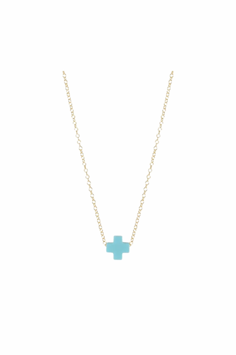 Surprise Discount Today Limited Offer Alert Egirl 14" Necklace Gold - Signature Cross Turquoise