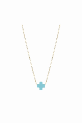 Surprise Discount Today Limited Offer Alert Egirl 14" Necklace Gold - Signature Cross Turquoise