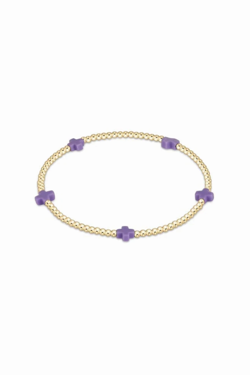 Egirl Signature Cross Small Gold Pattern 2Mm Bead Bracelet - Purple Save Big Online