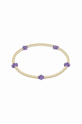 Egirl Signature Cross Small Gold Pattern 2Mm Bead Bracelet - Purple Save Big Online