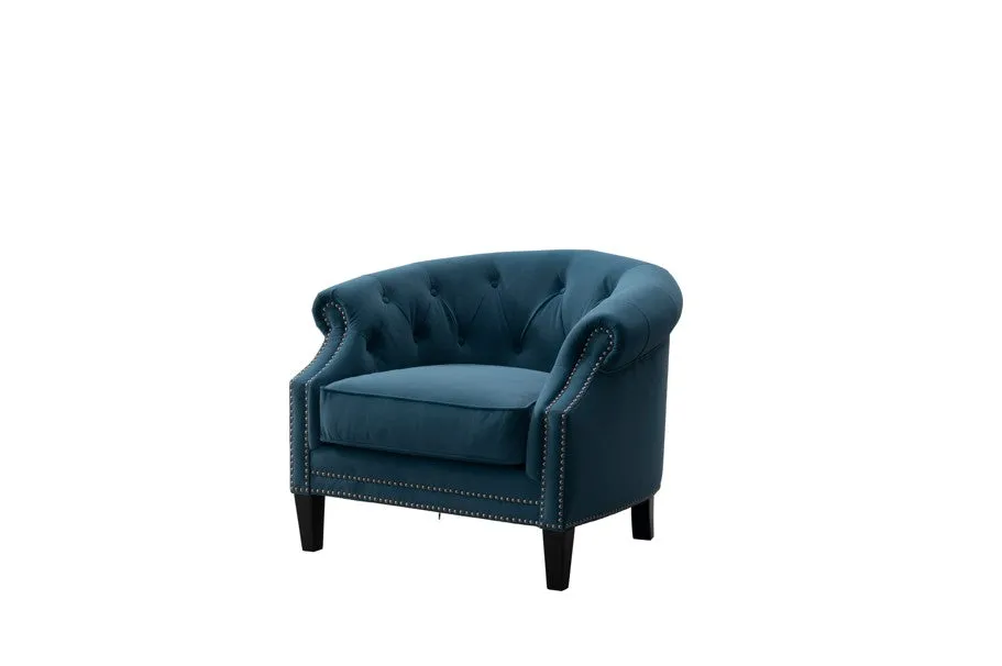 Elevated Greek Navy Blue Accent  Chair