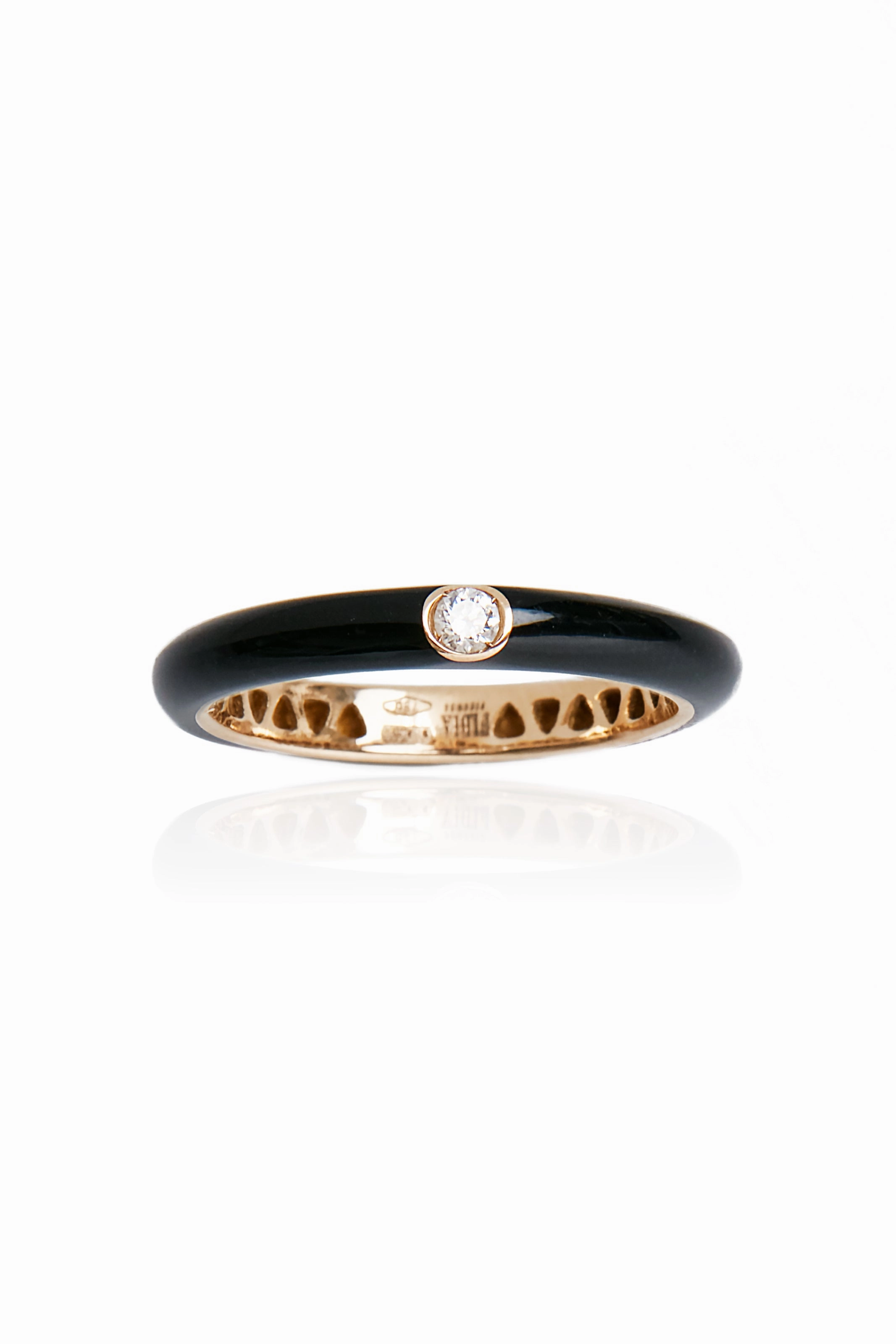 Enamel Diamond Studded Ring In Black Big Price Drop