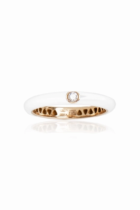Enamel Diamond Studded Ring In White Big Clearance Event Grab It Now