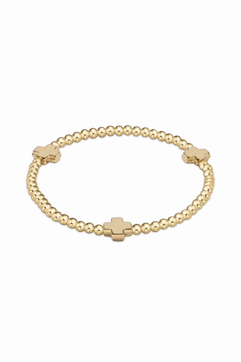Extends Signature Cross Gold Pattern 3Mm Bead Bracelet - Gold Hot Sale Frenzy