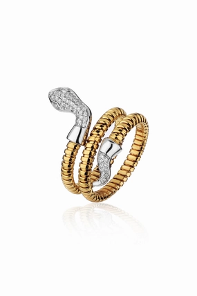 Online Exclusive Steal Italian Two Tone Snake Ring In 18K Yellow Gold