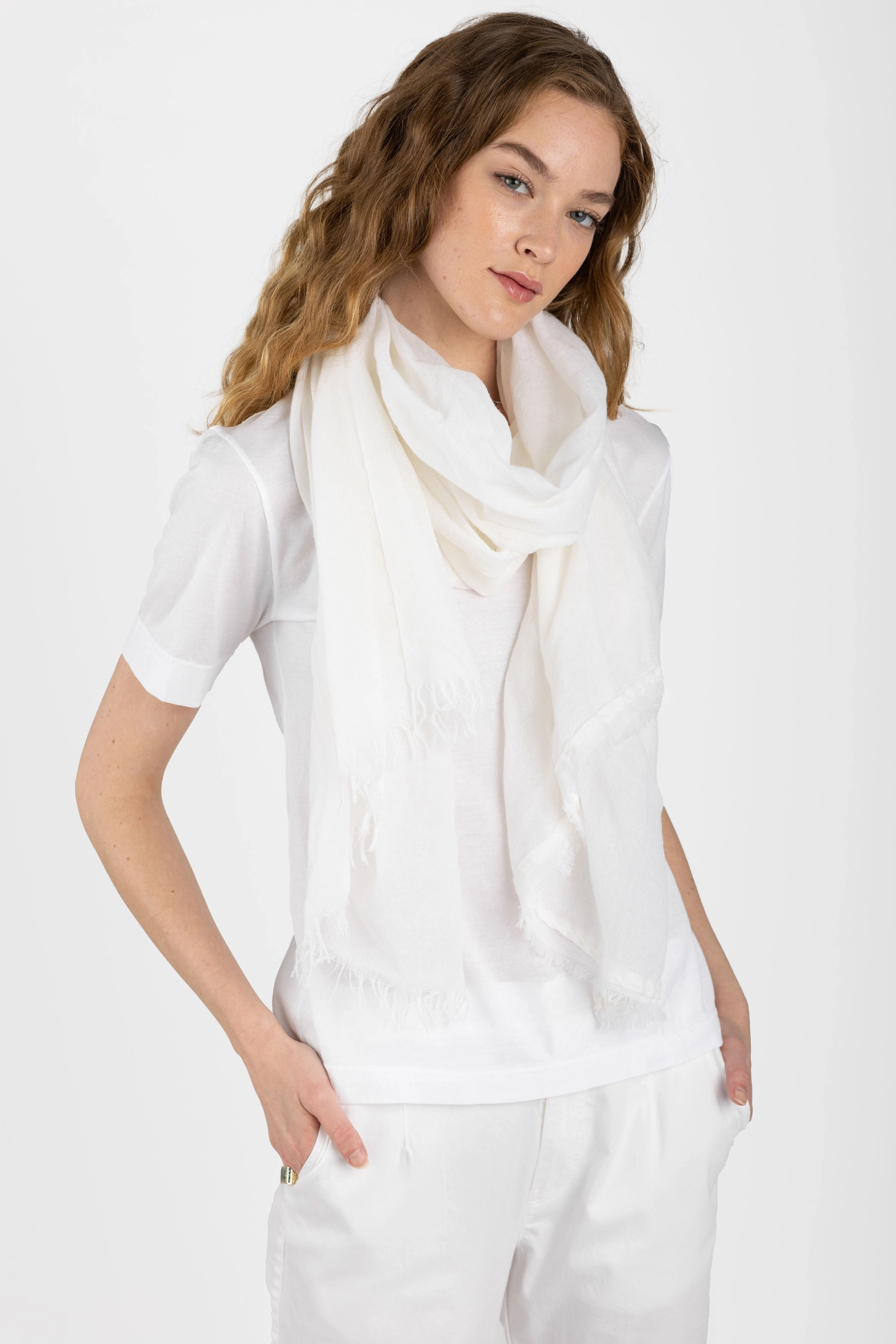 Deal of the Day Todays Mega Savings Net Cashmere Scarf In White