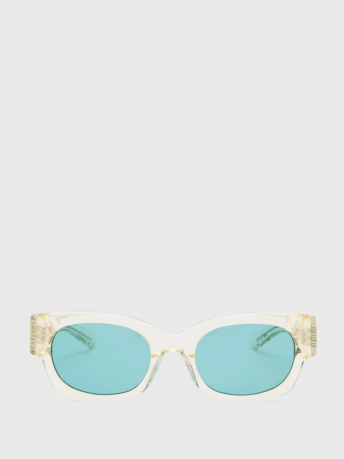 Limited Stock Offer Flatlist X Sunflower Shade 01 Sunglasses In Crystal Yellow And Solid Teal Lens
