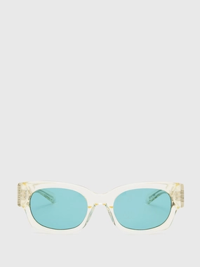 Hot Clearance Now Last Chance Steal Flatlist X Sunflower Shade 01 Sunglasses In Crystal Yellow And Solid Teal Lens