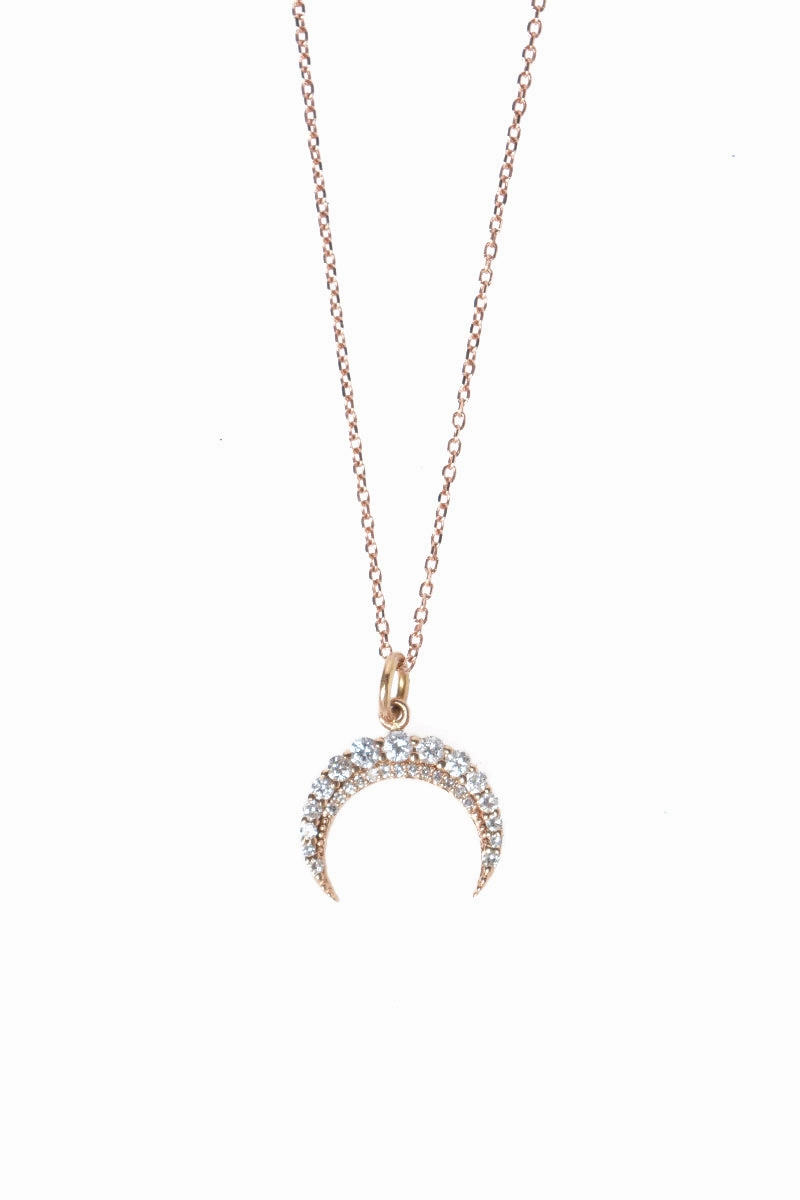 Hot Sale Frenzy Shop Hot Deals Diamond Pav Crescent Pendant Necklace
