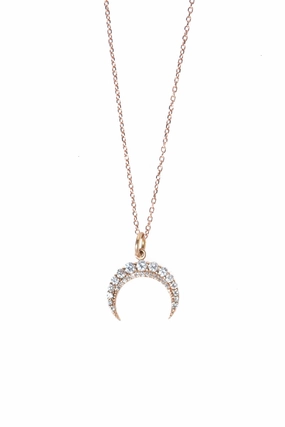 Hot Sale Frenzy Shop Hot Deals Diamond Pav Crescent Pendant Necklace