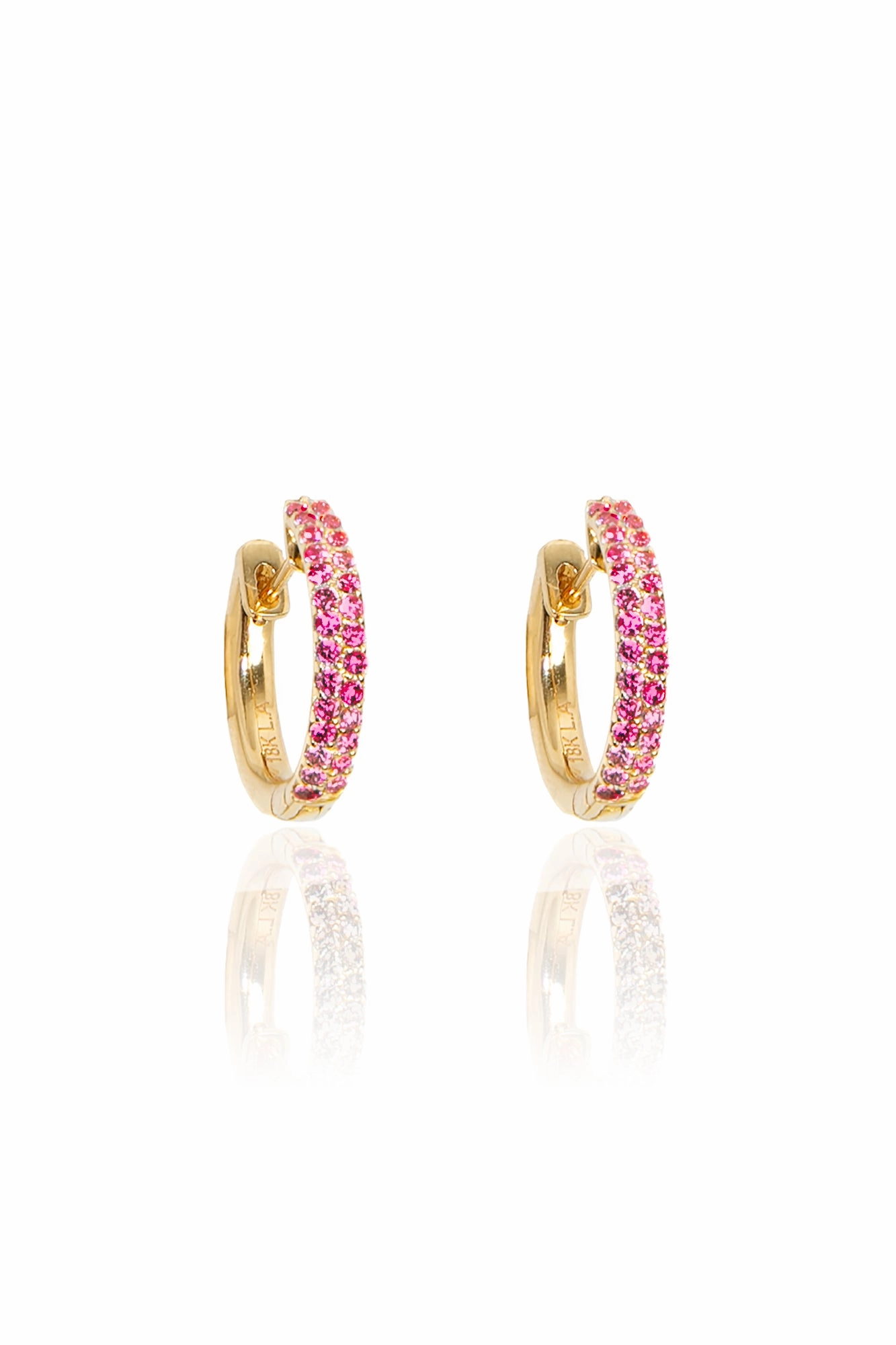 Daily Clearance Deal Pink Sapphire Pav Huggies In Yellow Gold