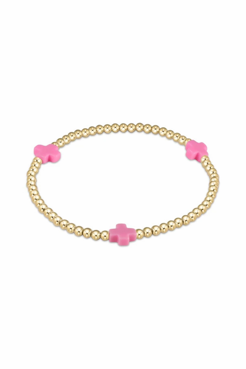 Daily Special Offer Extends Signature Cross Gold Pattern 3Mm Bead Bracelet - Bright Pink
