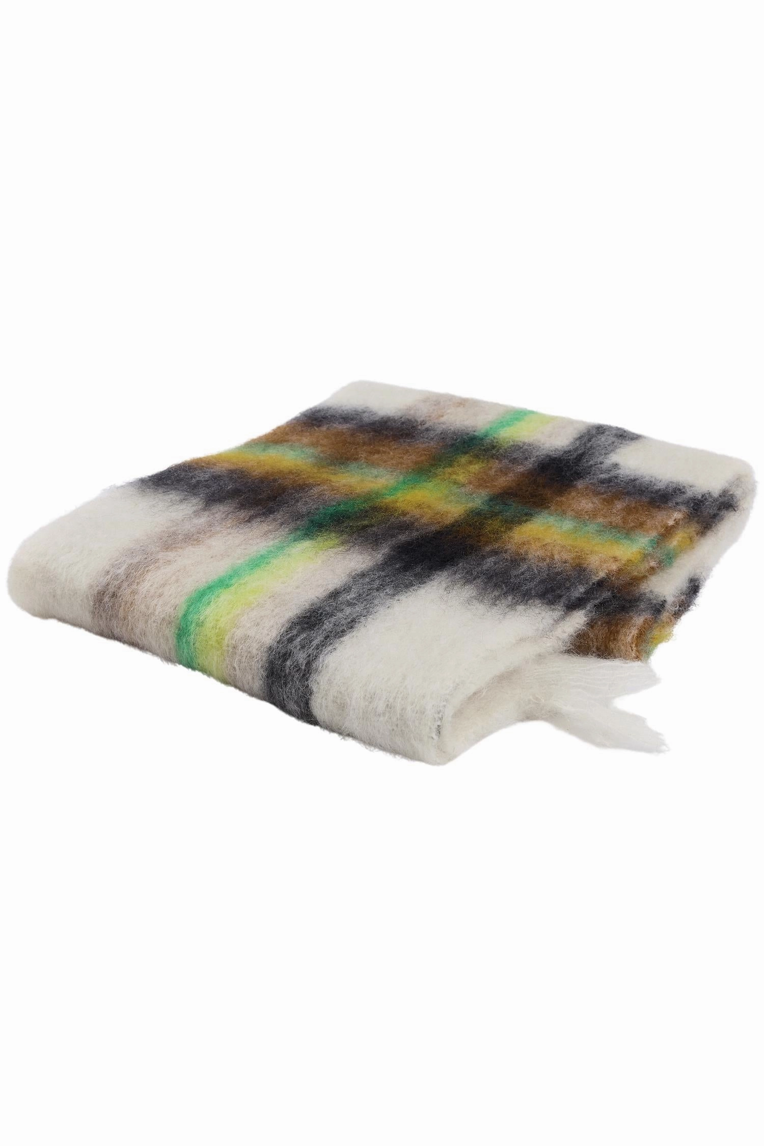 Price Drop Today Clearance Blowout Ezcaray Mohair Scarf 35 X 170 Cm. White Green Multi