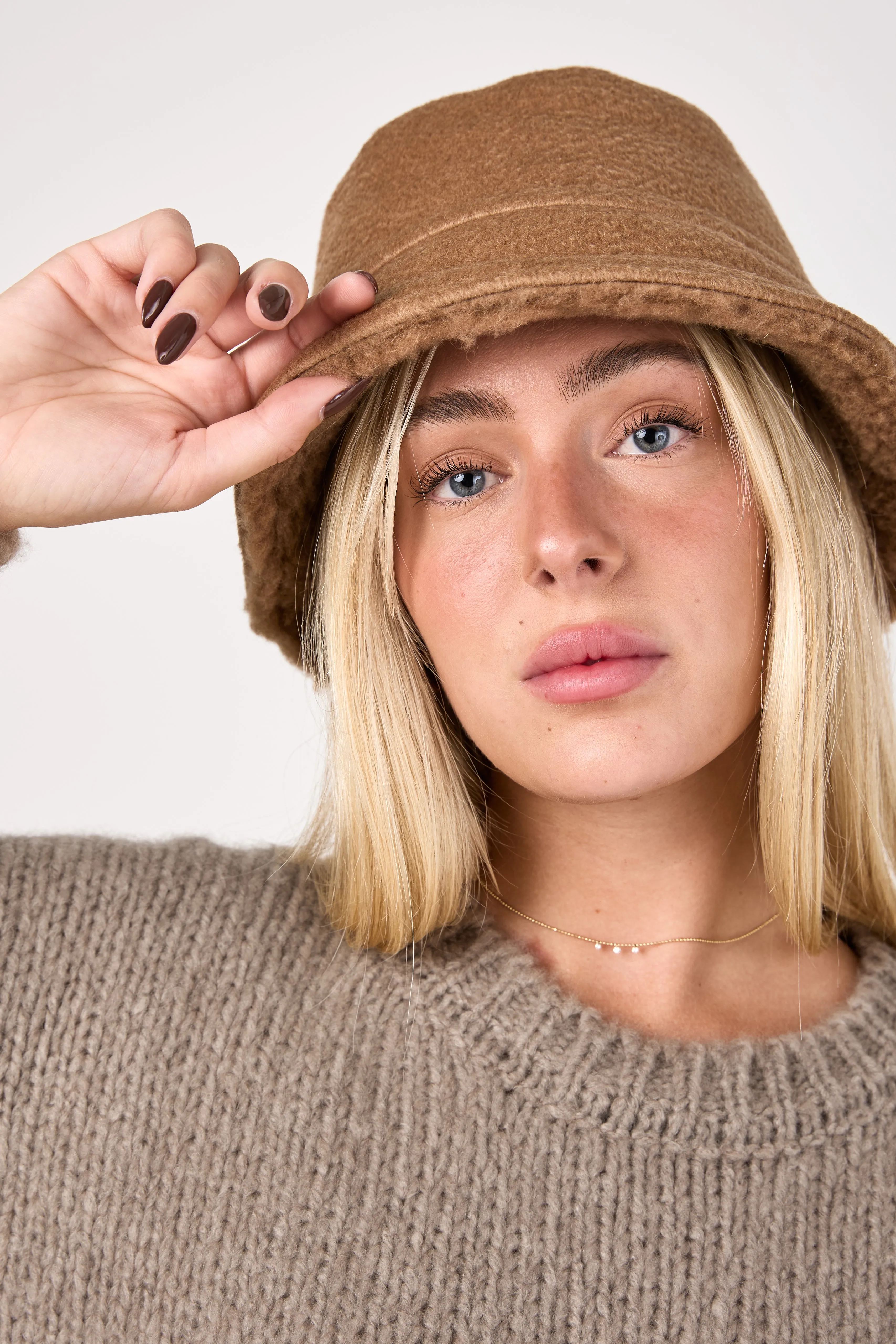 Fiducia Reversible Teddy Hat In Camel Dont Miss Out! Mega Sale Now