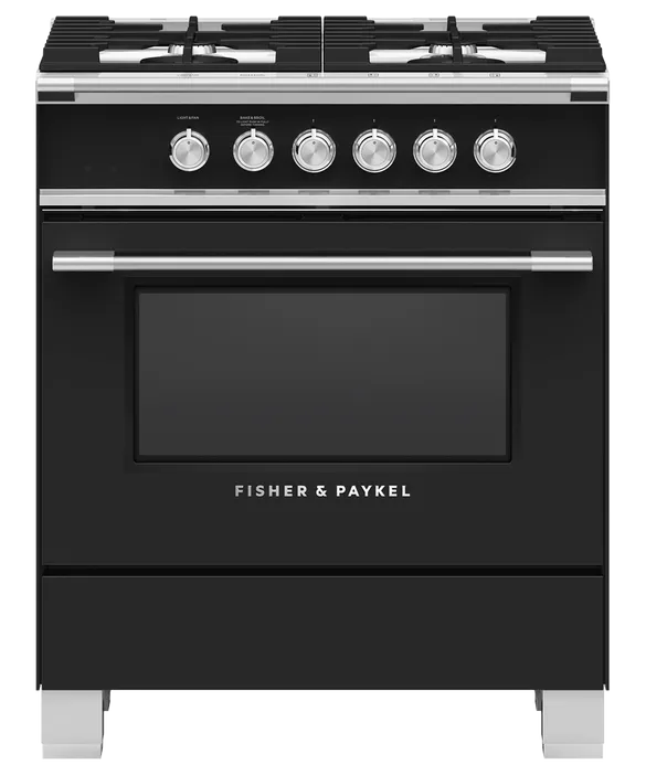 Fisher & Paykel 30" 4 Burner Classic Gas Range - Black - OR30SCG4B1