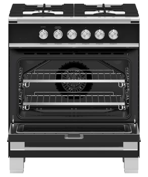 Fisher & Paykel 30" 4 Burner Classic Gas Range - Black - OR30SCG4B1