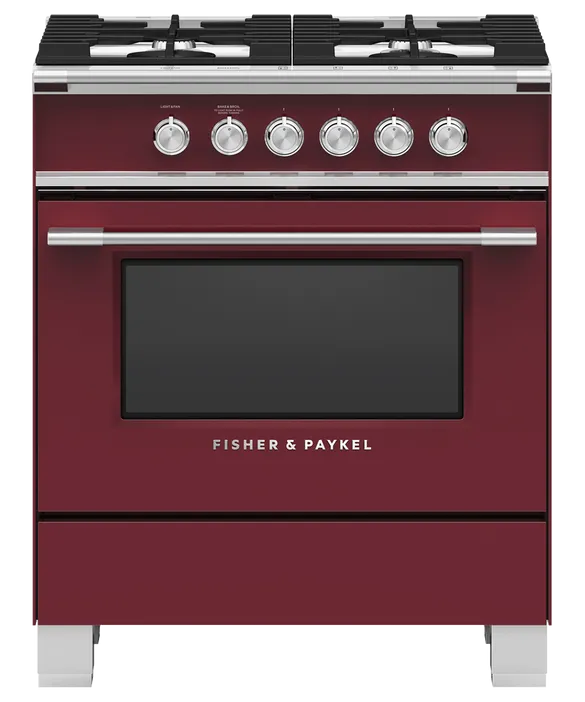 Fisher & Paykel 30" 4 Burner Classic Gas Range - Red - OR30SCG4R1