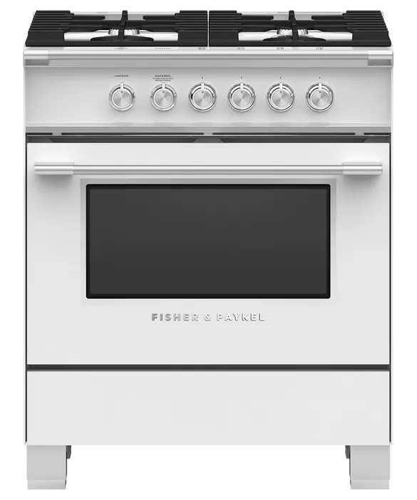 Fisher & Paykel 30" 4 Burner Classic Gas Range - White - OR30SCG4W1