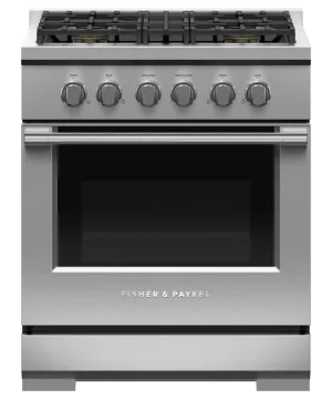 Fisher & Paykel 30" 4 Burner Professional Gas Range Natural Gas - Stainless - RGV3-304-N