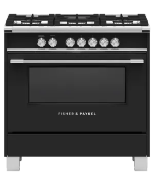 Fisher & Paykel 36" 5 Burner Classic Gas Range - Black - OR36SCG4B1