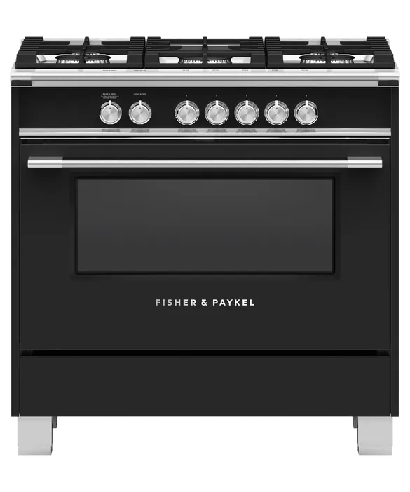 Fisher & Paykel 36" 5 Burner Classic Gas Range - Black - OR36SCG4B1
