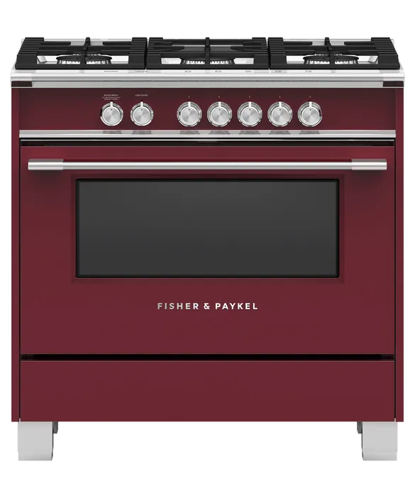 Fisher & Paykel 36" 5 Burner Classic Gas Range - Red - OR36SCG4R1