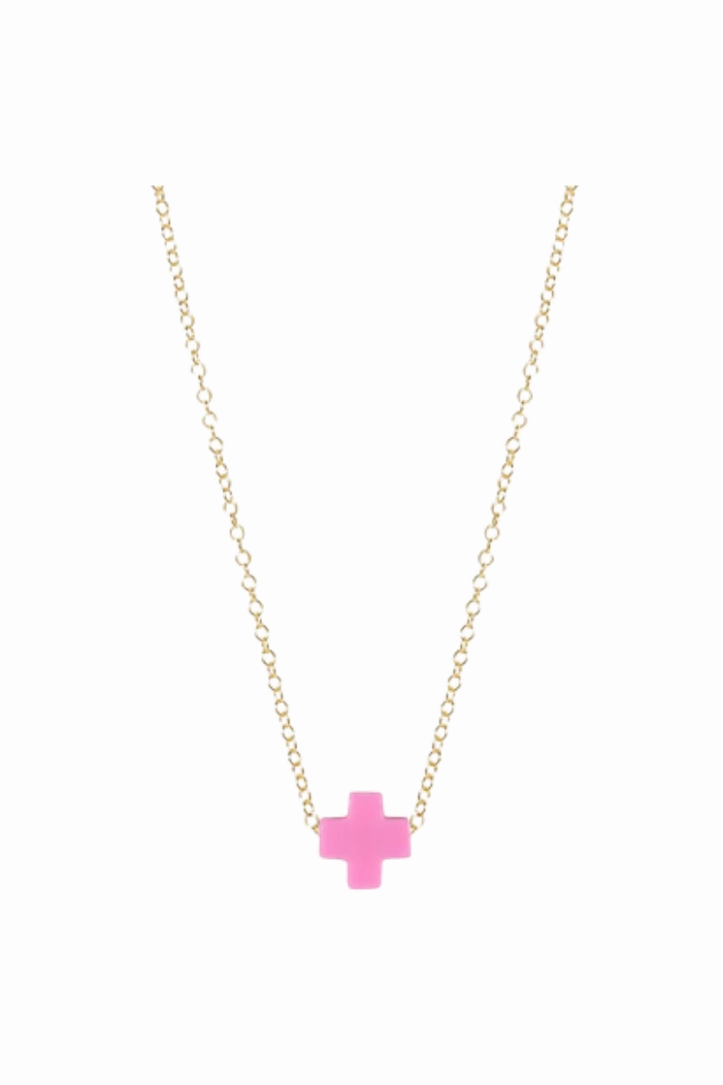 16" Necklace Gold - Signature Cross Bright Pink Big Clearance Event Limited Offer Alert