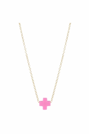 16" Necklace Gold - Signature Cross Bright Pink Big Clearance Event Limited Offer Alert