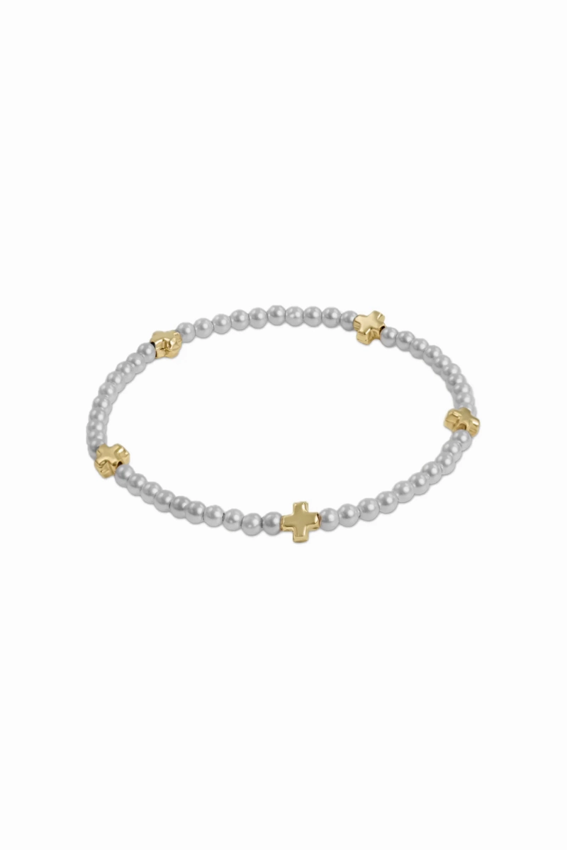 Signature Cross Small Pearl Pattern 3Mm Bead Bracelet - Gold Todays Best Deal