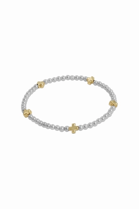Signature Cross Small Pearl Pattern 3Mm Bead Bracelet - Gold Todays Best Deal