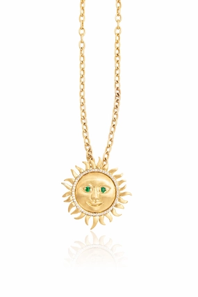 Jumbo Emerald Soleil Pendant Necklace In 18K Yellow Gold Clearance Event Today Flash Sale Alert